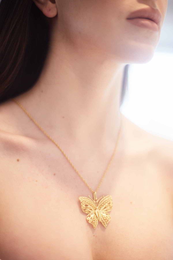 Collar Dije Mariposa Gde, Au - Imagen 2