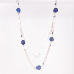 Collar Fichas Lapizlazuli + Cadena 3 Zorro, Ag