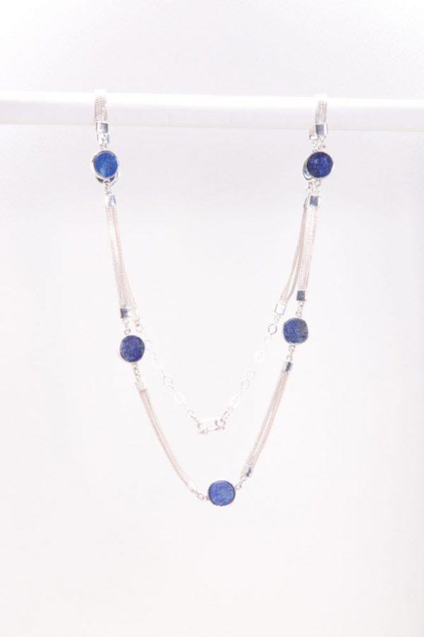 Collar Fichas Lapizlazuli + Cadena 3 Zorro, Ag