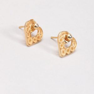 Arete Pin Corazon Calado, Au